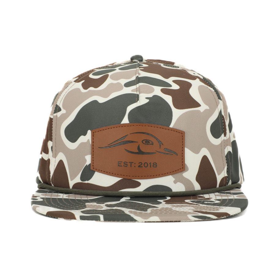 Youth Leather Patch Vintage Rope Hat in Green and Brown