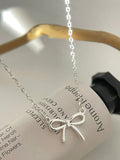 Modern 925 sterling silver simple and sweet clavicle bow necklace