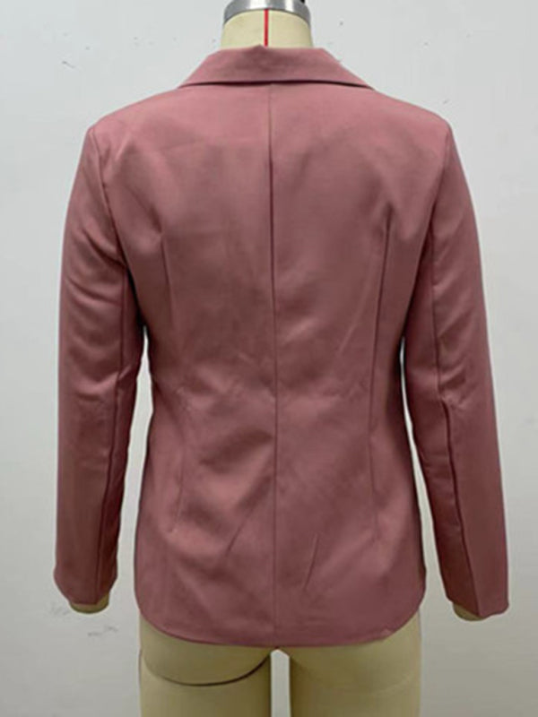 Women's Versatile Double-Breasted Long Sleeve Tailored Blazer - Image 5