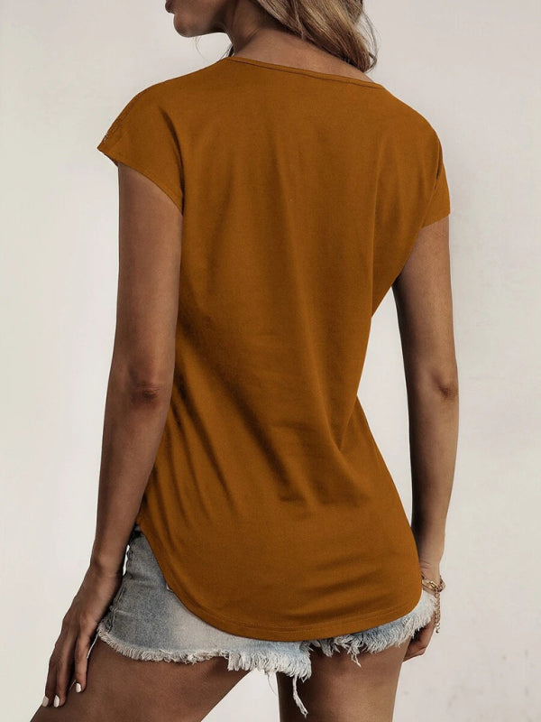 Lace Detail V-Neck Tank Top Cotton Blend Women's Sleeveless Tee