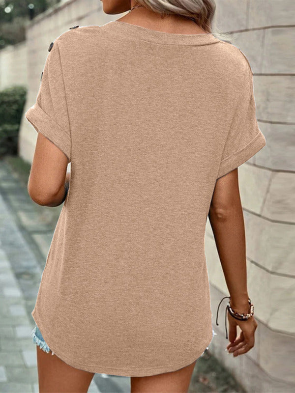 Button Front V-Neck Tank Top Sleeveless Women's Blouse