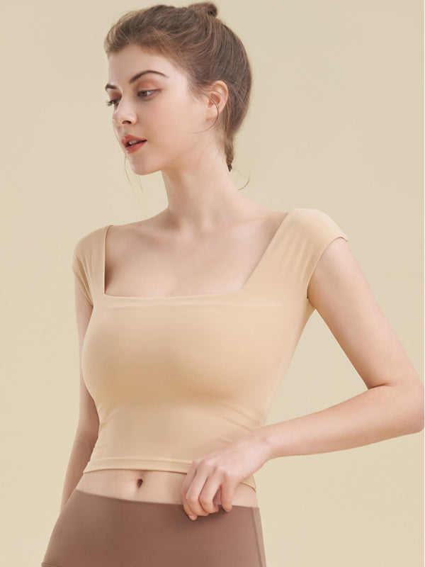 Lady Ros women's fitted athletic square neck tank top for yoga