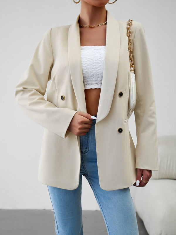 Women's Double-Breasted Blazer Jacket in Khaki and Multiple Colors - Image 2