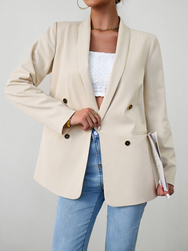 Women's Double-Breasted Blazer Jacket in Khaki and Multiple Colors - Image 4