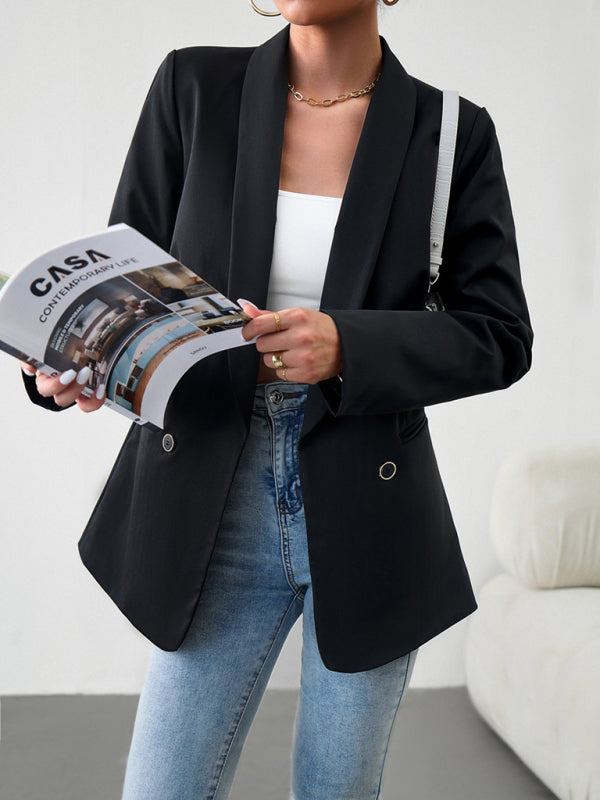 Women's Double-Breasted Blazer Jacket in Khaki and Multiple Colors - Image 15