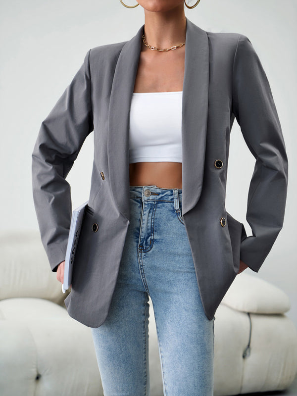 Women's Double-Breasted Blazer Jacket in Khaki and Multiple Colors - Image 20