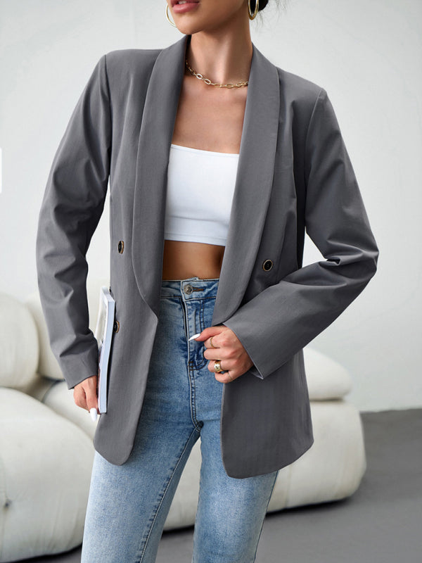 Women's Double-Breasted Blazer Jacket in Khaki and Multiple Colors - Image 19