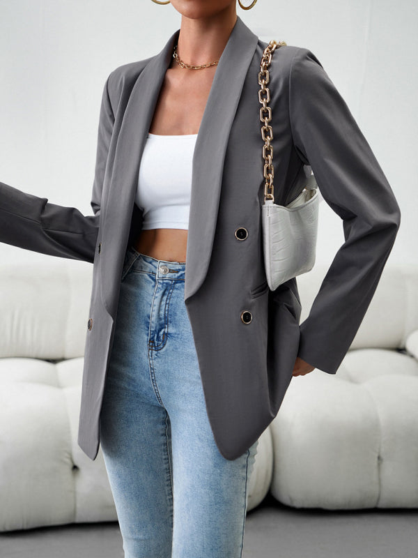 Women's Double-Breasted Blazer Jacket in Khaki and Multiple Colors - Image 18