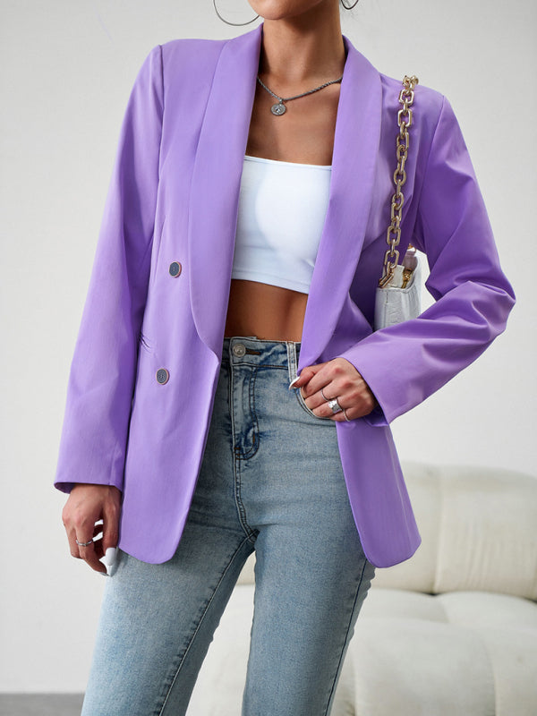Women's Double-Breasted Blazer Jacket in Khaki and Multiple Colors - Image 10