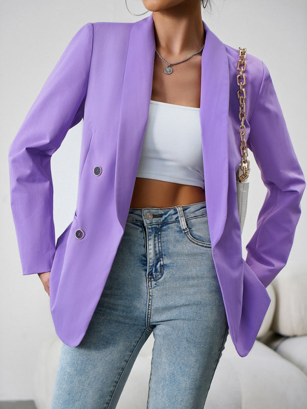Women's Double-Breasted Blazer Jacket in Khaki and Multiple Colors - Image 11