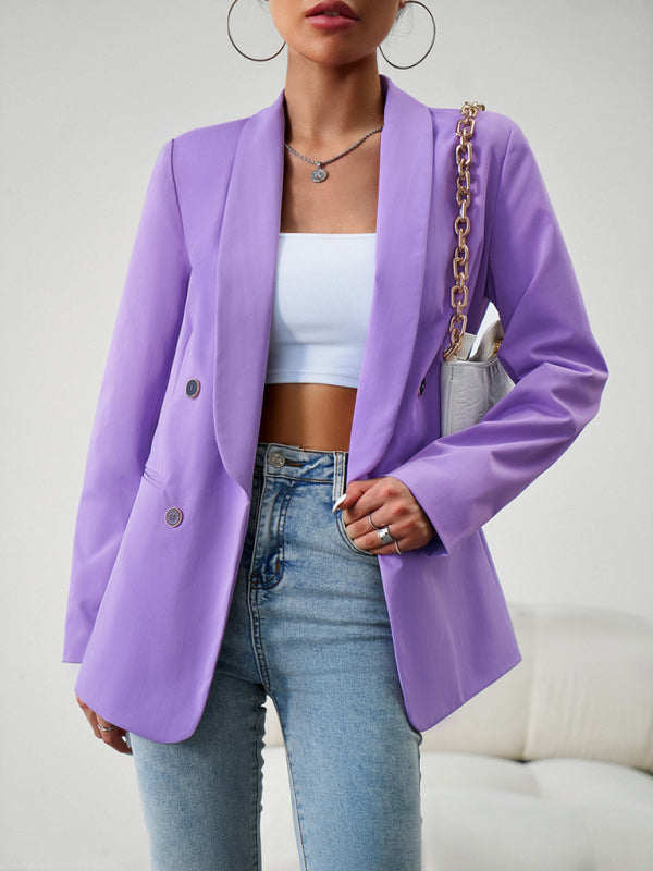 Women's Double-Breasted Blazer Jacket in Khaki and Multiple Colors - Image 12