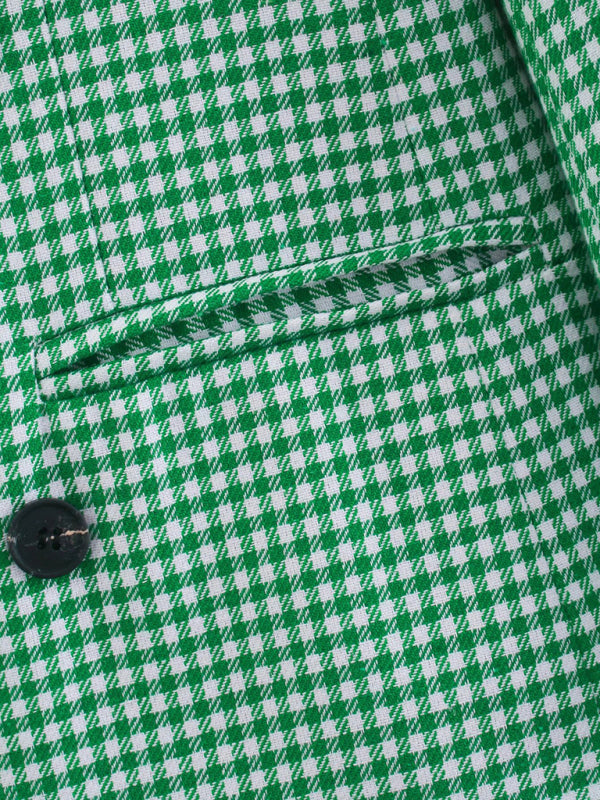 Women's Double-Breasted Plaid Blazer Cotton Blend Jacket - Image 9