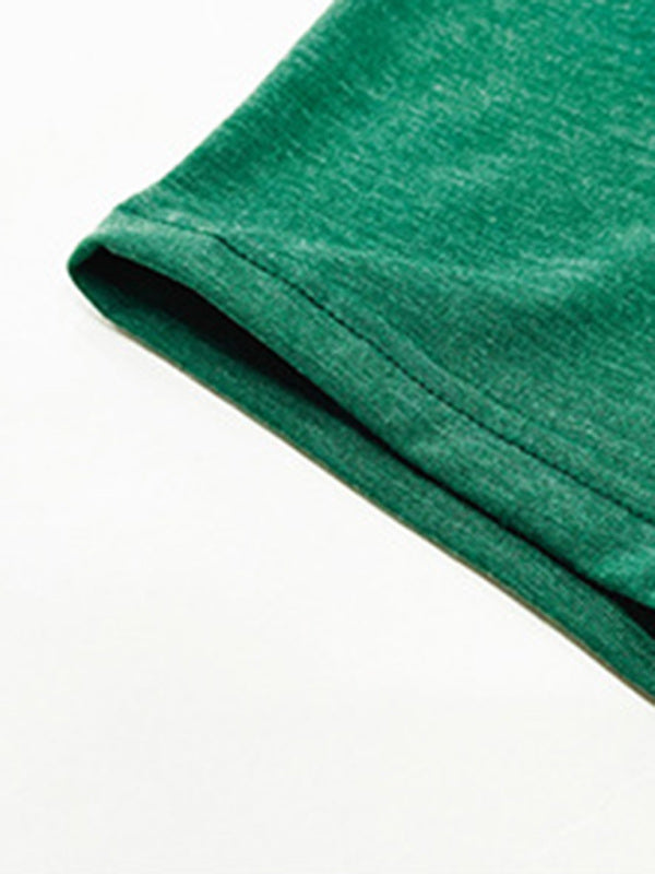 Women's Short Sleeve V-Neck T-Shirt Solid Color Casual Knit Top - Image 19