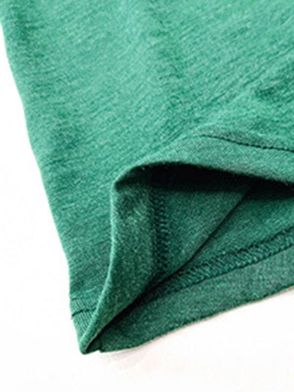 Women's Short Sleeve V-Neck T-Shirt Solid Color Casual Knit Top - Image 18