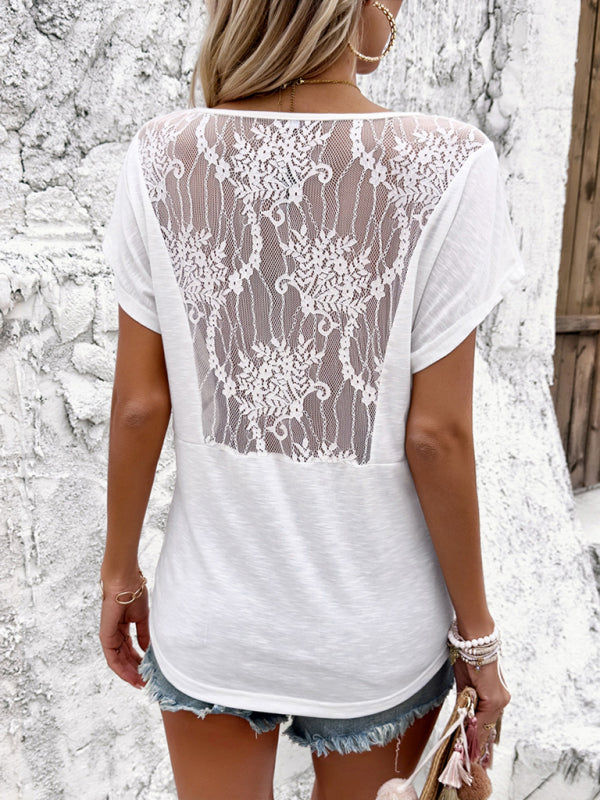 Women's V-Neck Pleated Ruched Short Sleeve T-Shirt Top - Image 9