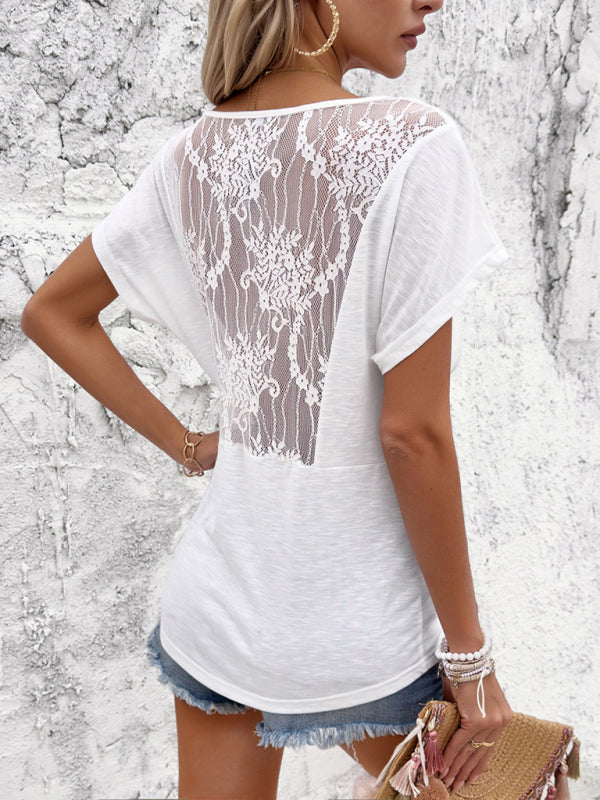 Women's V-Neck Pleated Ruched Short Sleeve T-Shirt Top - Image 10