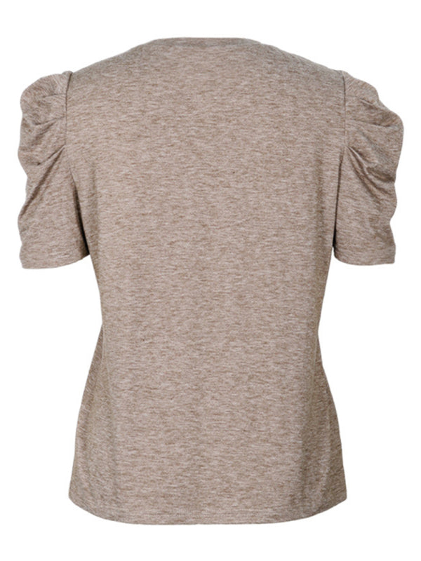 Women's Modern Fashion Lace Spliced Puff Sleeve T-Shirt