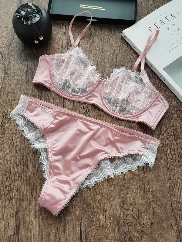 Women's Modern Sexy Lace Underwear Ultra-Thin Push-Up Bra Set
