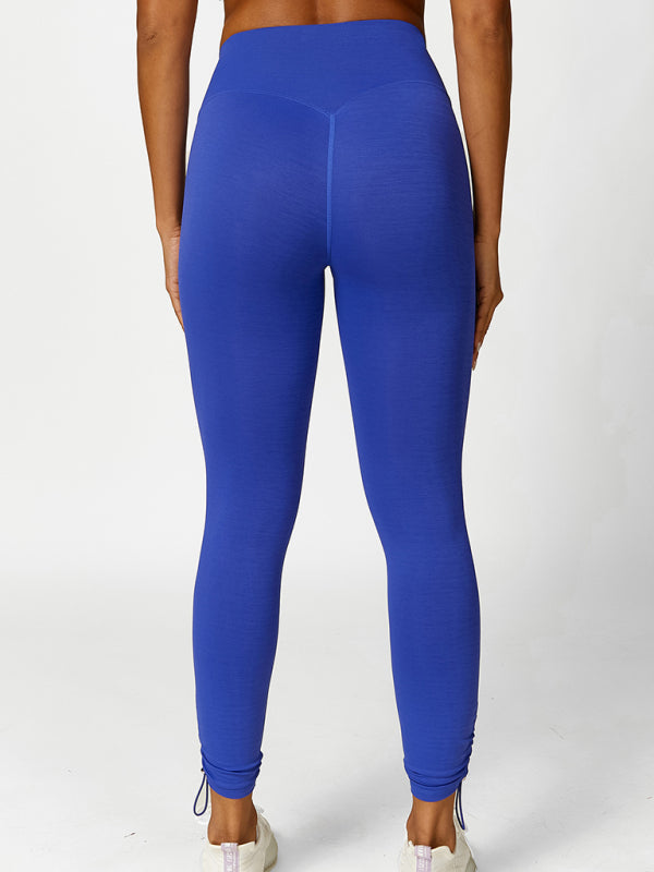 Women's High-Rise Drawstring Yoga Leggings Breathable Activewear - Image 2