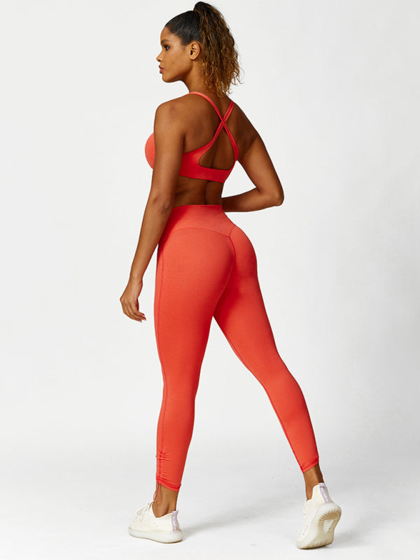 Women's High-Rise Drawstring Yoga Leggings Breathable Activewear - Image 5