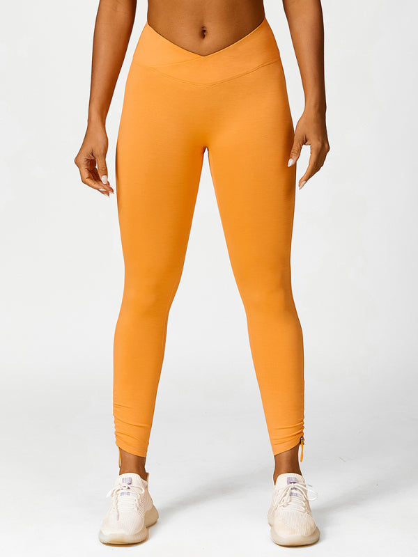 Women's High-Rise Drawstring Yoga Leggings Breathable Activewear - Image 9
