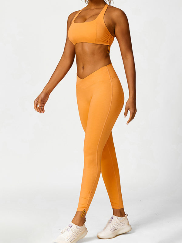 Women's High-Rise Drawstring Yoga Leggings Breathable Activewear - Image 8