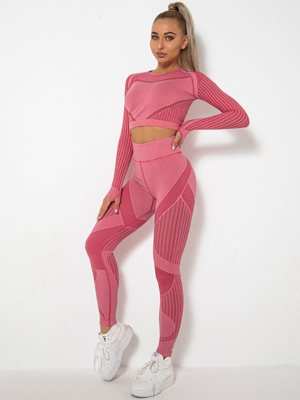 Women's Seamless Yoga Set - Quick-Dry Long Sleeve & Leggings