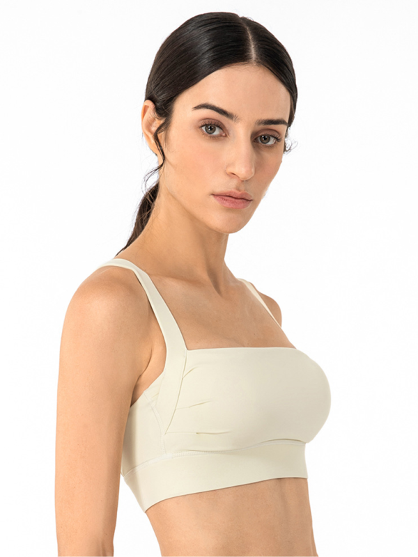 Women's Square Neck Posture Correction Sports Bra Cream - Image 3