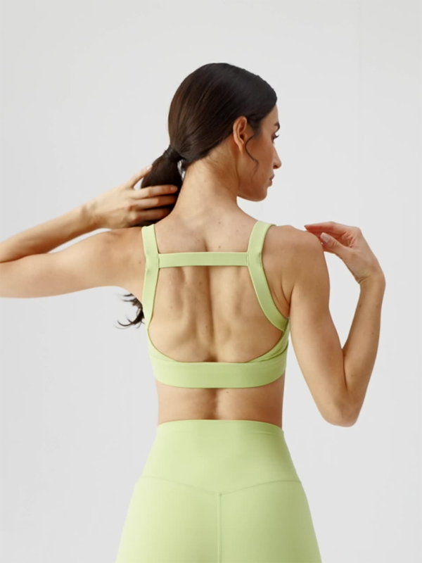 Women's Square Neck Posture Correction Sports Bra Cream - Image 18