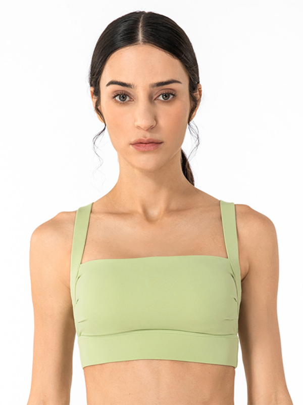 Women's Square Neck Posture Correction Sports Bra Cream - Image 17