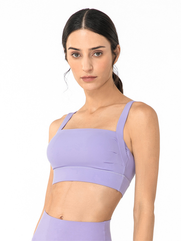 Women's Square Neck Posture Correction Sports Bra Cream - Image 6