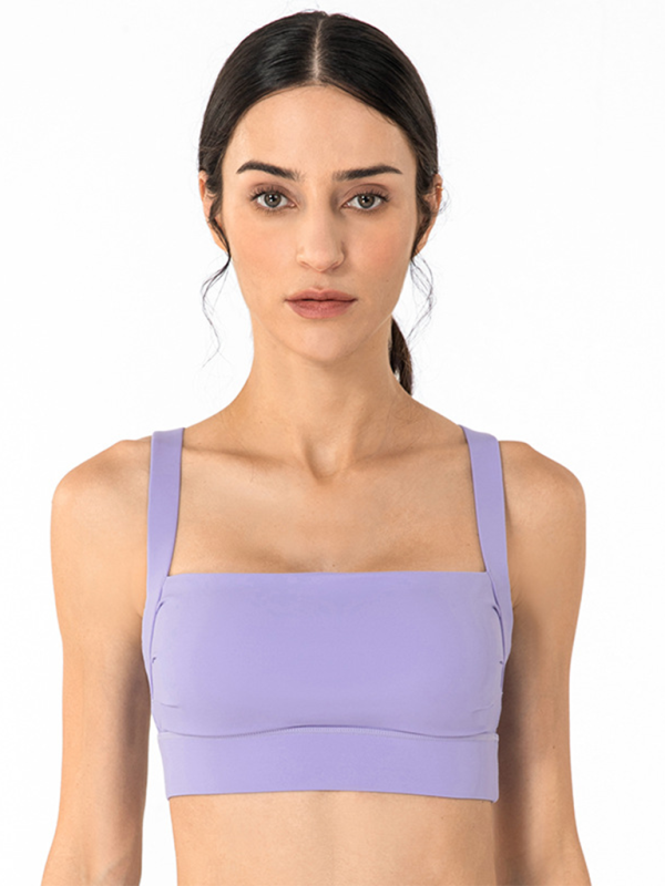 Women's Square Neck Posture Correction Sports Bra Cream - Image 8