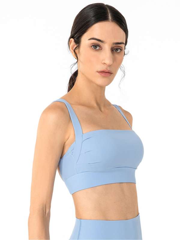 Women's Square Neck Posture Correction Sports Bra Cream - Image 10