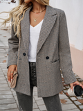 Women's Houndstooth Lapel Blazer Office Business Jacket - Image 8