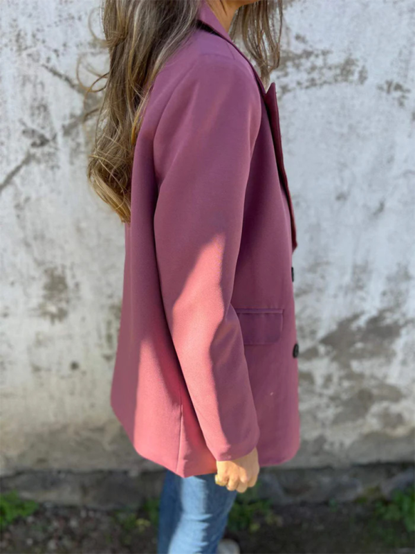 Women's Solid Color Blazer - Long Sleeve - Lapel Collar - Multiple Colors - Autumn Winter