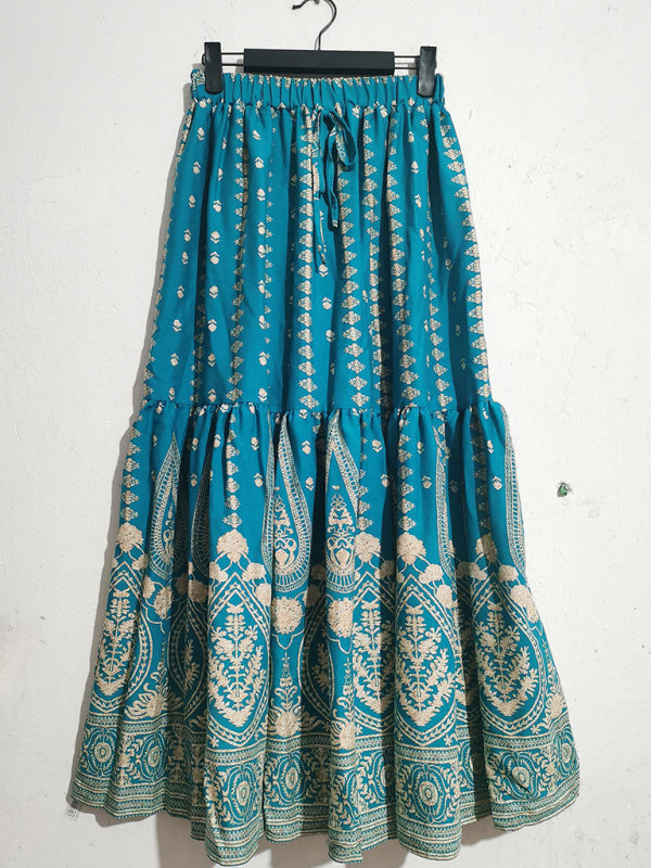 Bohemian High Waist Beach Skirt - Flowy Summer Swing Skirt
