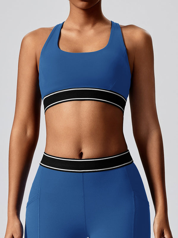 Modern elastic fitness fashion yoga vest with chest pad