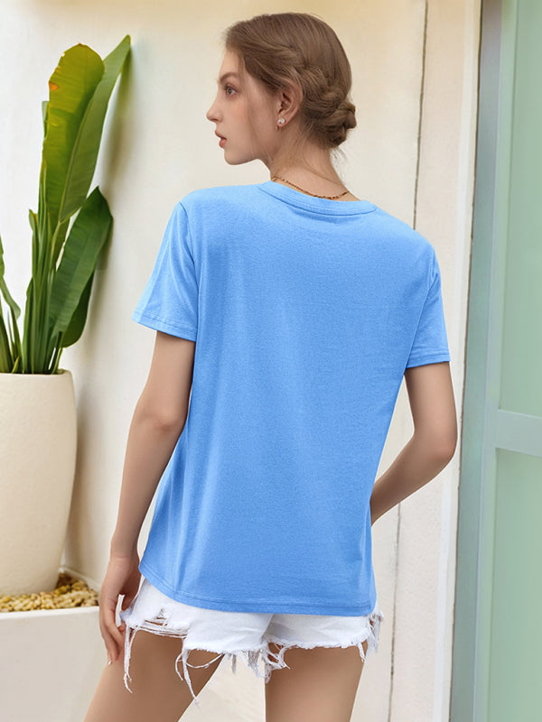 Women's Classic White Round Neck Short Sleeve Cotton T-Shirt - Image 7