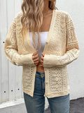 Hollow Knit Cardigan - Lightweight Short Sleeve Sweater