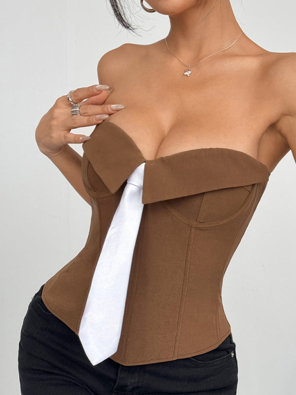 Wrap Tie Vest - Solid Color Knit Top