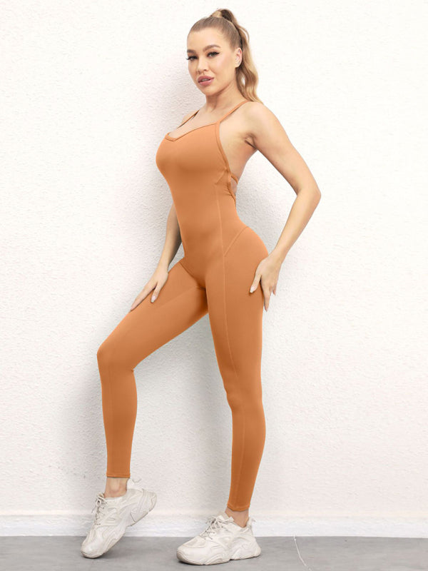Women's Camo Athletic Jumpsuit Cross Strap High Waist Workout - Image 47