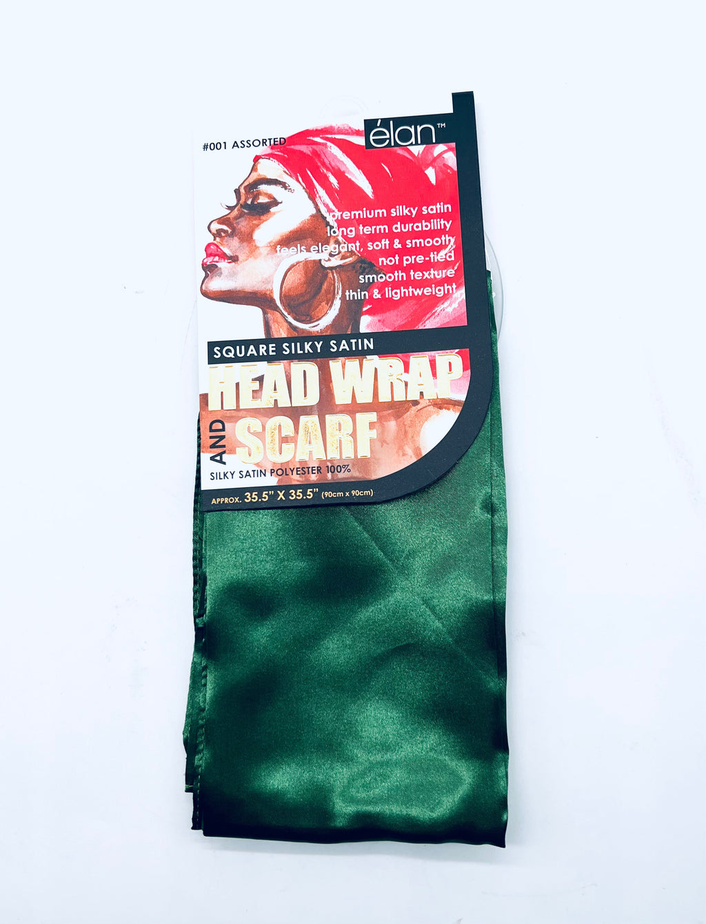 Red Silky Satin Head Wrap and Scarf 35.5-inch Square