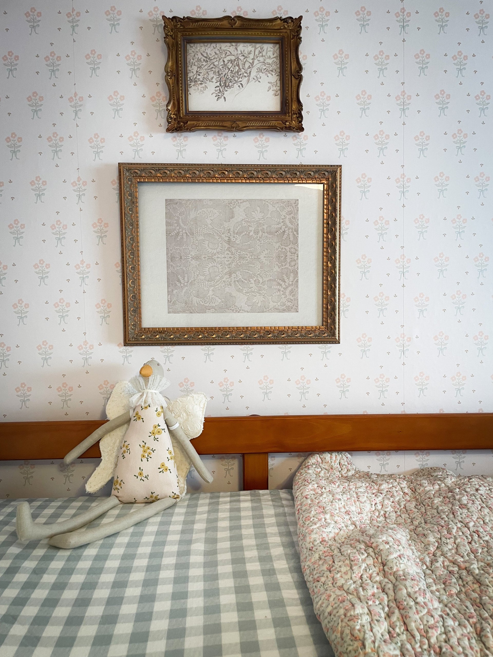 Clementine Floral Removable Wallpaper in White, Pink, Sage Green