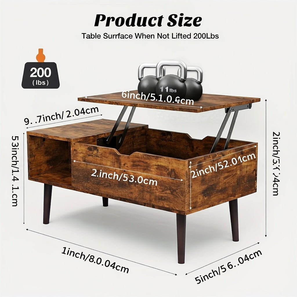 Lift Top Coffee Table with Hidden Storage for Living Room