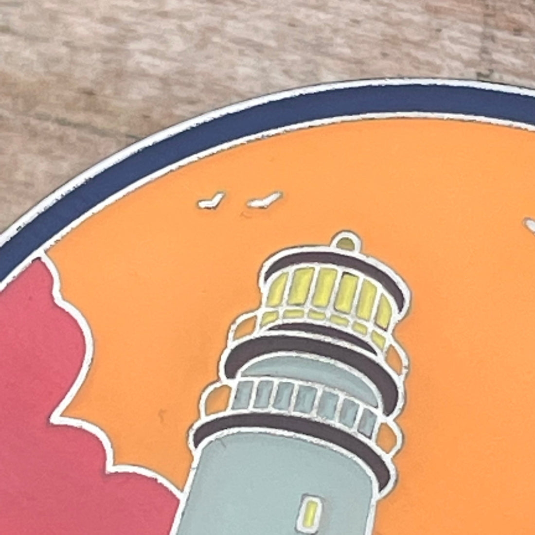 Orange Lighthouse Enamel Pin – Hard Enamel Lapel Pin With Double Posts