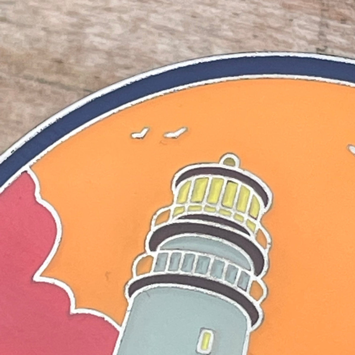 Orange Lighthouse Enamel Pin – Hard Enamel Lapel Pin With Double Posts