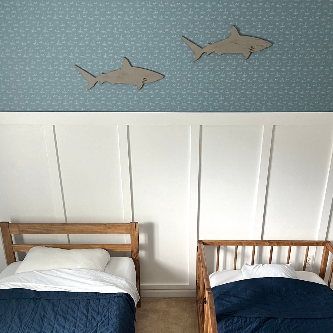 Conrad Removable Wallpaper in Blue and White Coastal Style