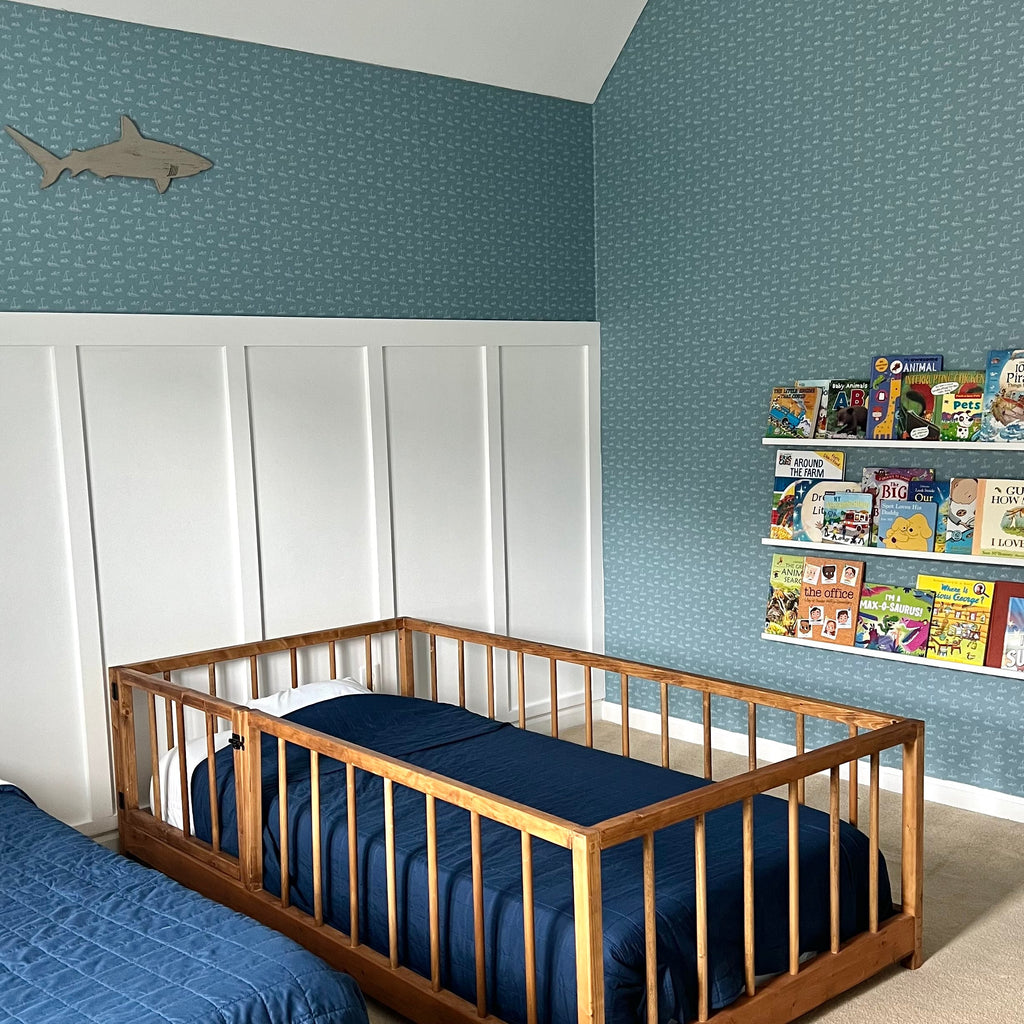 Conrad Removable Wallpaper in Blue and White Coastal Style