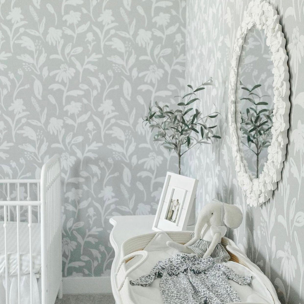 Margot Sage Green Floral Removable Wallpaper for Nursery Decor