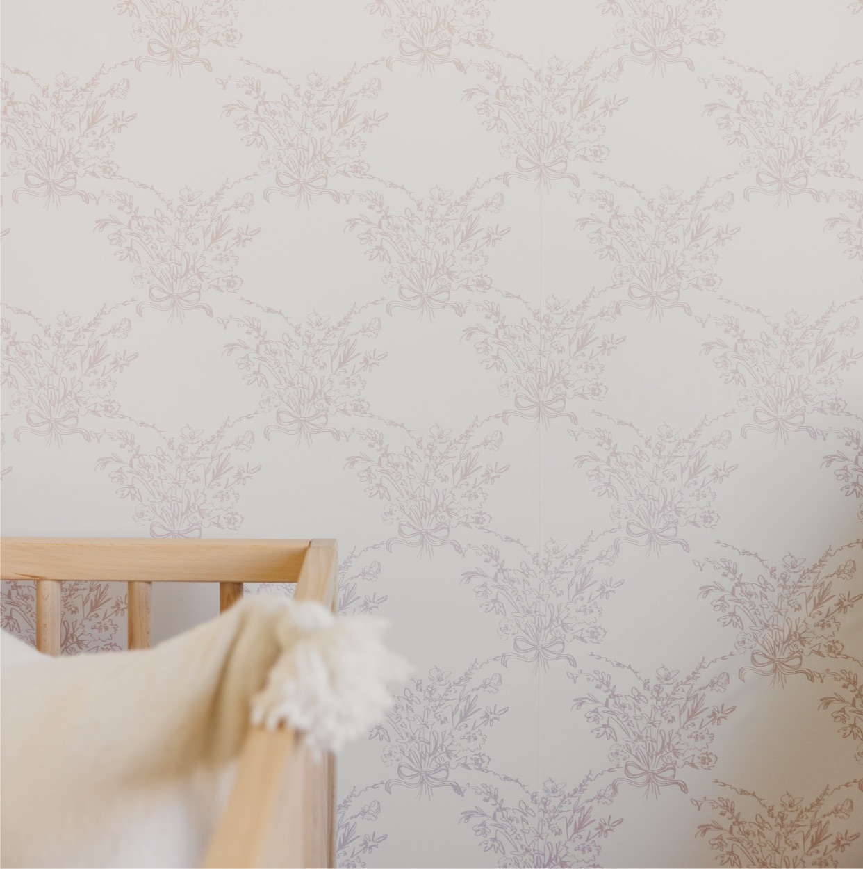 Georgia Floral Removable Wallpaper in White and Blue-Grey